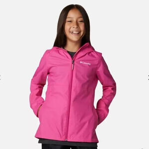 Columbia Girls Switchback II Jacket XL 18-20  Waterproof Hooded Zip Rain Pink